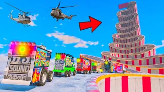 GTA-5 World Highest 😳😱 दुनिया का सबसे ऊंचा !! Impossible Super Mega Ramp 😱😱 Challenge Indian 10 DJ