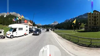 VR Test Virtual Cycling Workout Tre Cime Dolomites Telemetry Overlay 4K Video