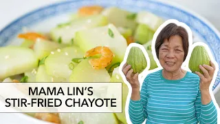 Chinese Stir-Fried Chayote & Visiting Mama Lin's Garden | Cooking with Mama Lin