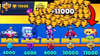 NONSTOP to 11000 TROPHIES Without Collecting TROPHY ROAD! Brawl Stars