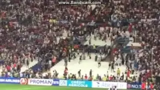 England and Russia fans fight on Stadium after the game - England 1-1 Russia Euro 2016