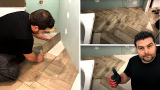 How to trace and cut an imitation parquet tile.