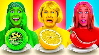 VERDE VS ROJO VS AMARILLO || ¡El reto épico de la comida por Sunny Funny!