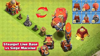 Every Siege Machine vs Straight Line Defense - Clash of Clans