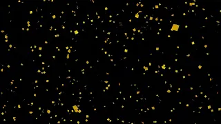 3D Animation of Gold Confetti Falling on Alpha Screen Background 4K