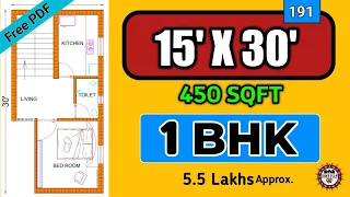 15 x 30 HOUSE PLAN II 15 X 30 GHAR KA NAKSHA II 450 SQFT HOUSE II Plan:191