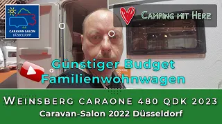 WEINSBERG CaraOne 480 QDK - 2023 - Billiger Familien-Wohnwagen - Caravan Salon 2022 Düsseldorf