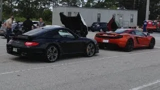 2012 McLaren MP4-12C vs 2010 Porsche 911 Turbo S Drag Racing Heads up 1/4 Mile GoPro