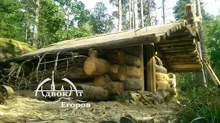 Off Grid Log Cabin Built by One Man: Moving 1000 lbs Logs Solo