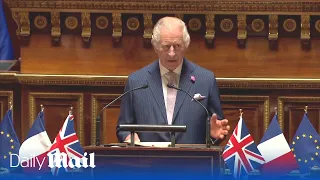 King Charles becomes first British monarch to address French Senate