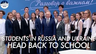 Putin holds open lesson marking the start of school year while Zelensky addresses online