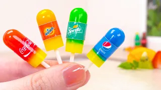 Frozen Miniature Coca Fanta Sprite Pepsi Popsicles | Coolest Tiny Rainbow Tropical Fruit Ice Cream