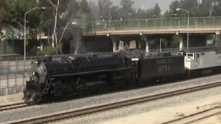 Santa Fe 3751 Vintage Steam Train Passing LAC Medical Center - 4/21/12