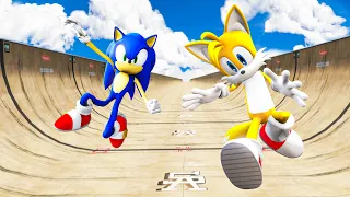 GTA 5 Sonic vs Tails Water Ragdolls & Fails Ep.4 [Euphoria Physics / Flooded Los Santos]