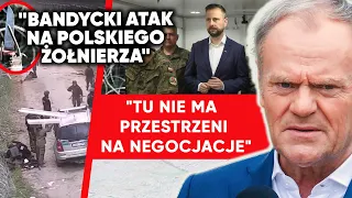 "Bandycki atak na Polskę". Polski żołnierz ranny. Tusk: Akcja łamania polskiej granicy