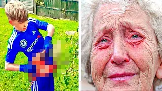 Ältere Frau erwischt 4 Jungen in ihrem Garten und weint, als sie merkt, was sie tun