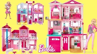 Barbie Dreamhouse 2017 - 6 Barbie Dollhouse Unboxing Review Baribe Dolls Full house Tour