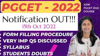 PGCET 2022 Notification | KEA | Application Form Filling | Check description for CIVIL engg courses