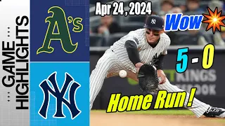 New York Yankees vs Athletics [Highlights] April 24, 2024 | Rizzo Smash 💪 Solo Home Run !