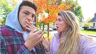 SMOKING CIGARETTE PRANK ON GIRLFRIEND!