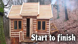 Alone construction house with your own hands in the forest. From start to finish