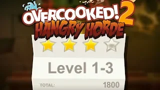 Overcooked 2. Night of the Hangry Horde. Level 1-3. 4 stars. Co-op