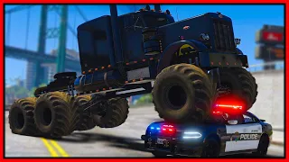 GTA 5 Roleplay - monster semi truck crushing cops  | RedlineRP