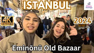 ISTANBUL CITY CENTER | EMİNÖNÜ HİSTORİCAL OLD BAZAAR | WALKING TOUR | UHD 4K | FEBRUARY 8TH 2024