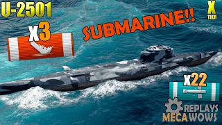 SUBMARINE U-2501 3 Kills & 145k Damage | World of Warships Gameplay 4k