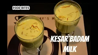 Almond saffron  milk|  Kesar badam milk|Flavored Milk  Recipe by FOOD  BITES