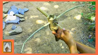 Primitive Technology Tools - How to Make a Bow by hand with using Stone Axe