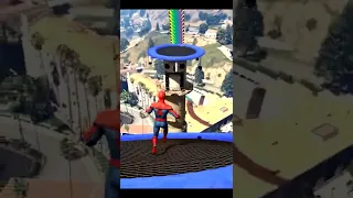 GTA 5 Epic Trampoline With Water Slide Ragdoll Spiderman - OP MOMENT
