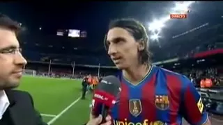 Zlatan Ibrahimovic speaking in Camp Nou