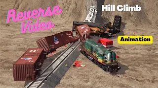 Reverse Video||Trains 🚂🚃🚃 vs Hill Climb|1|BeamNG.Drive||Animation Video|Train Accidents Rewind||