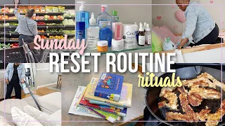 SUNDAY RESET ROUTINE! grocery shopping & haul, cleaning my apartment, organizing skincare, meal prep