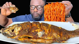 ASMR 2X SPICY WHOLE TILAPIA FISH & SPICY NOODLES MUKBANG (No Talking) Eating Sounds|