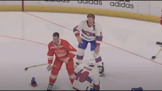 Red Wings Gordie Howe "Fights" Canadiens Larry Robinson