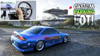 Drifting CUSTOM Parking Lot - Forza Horizon 5 (w/900° Steering Wheel Setup)