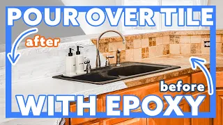 HOW TO Pour Epoxy over Tile Countertop - White Marble Countertop - Countertop Epoxy - Resurface Tile