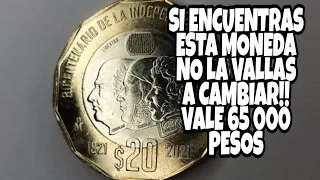 Moneda de 20 pesos mexicanos BICENTENARIO DE LA INDEPENDENCIA se esta vendiendo en $65,000 pesos