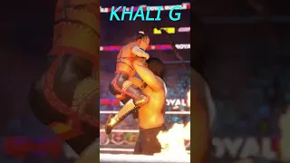 Great Khali Hits 2 Handed Chokslam To Bianca Belair On The Burning Table  #shorts #wwe2k23 #wwe
