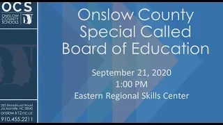 Special Called Board of Education Meeting - September 21, 2020