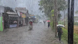 Heavy Rain in My Village, Indonesia | very cool, eliminates insomnia with the sound of heavy rain