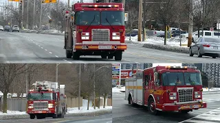 Toronto Fire Services Aerial 415,Spare Pumper 443, Rescue 411 Responding