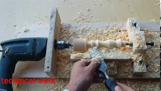 How to Make a Simple Drill Powered Lathe machine at Home | DIY .2020