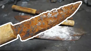 Forging A Knife Out Of Old, Rusty Japanese Knives