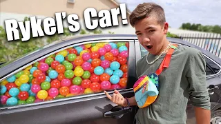 Filling Rykel's Car FULL With Ball Pit Balls!