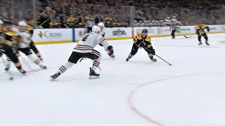 Jack Ahcan Pots His Very First NHL Goal Going Off The Pipe and In For The Bruins' Equalizer