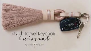 DIY tassel using macrame yarn, leather and embroidery floss