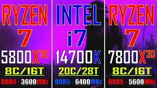 RYZEN 7 5800X3D vs INTEL i7 14700K vs RYZEN 7 7800X3D || PC GAMES TEST ||